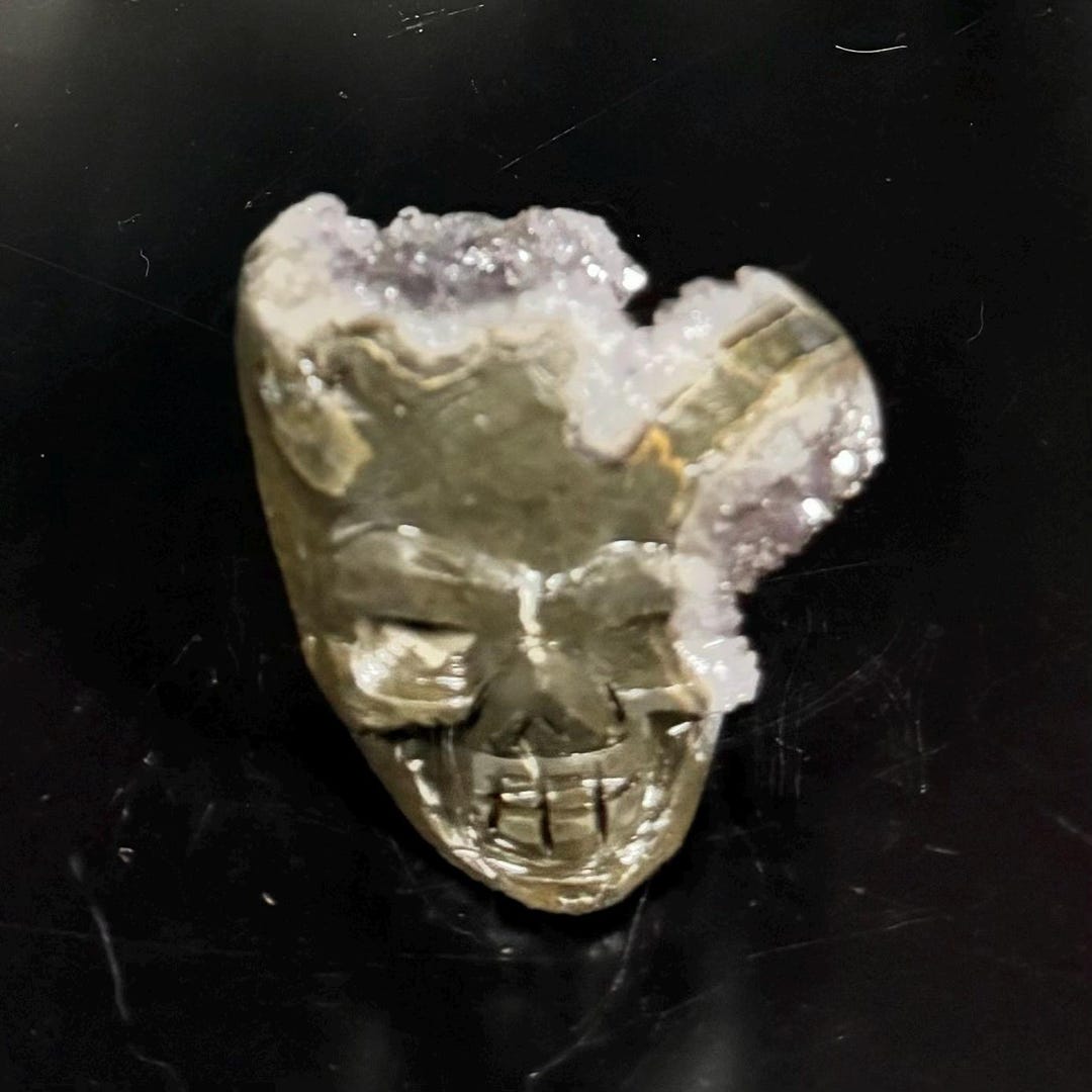 2.5” Amethyst Cluster Skull Carving - Etsy