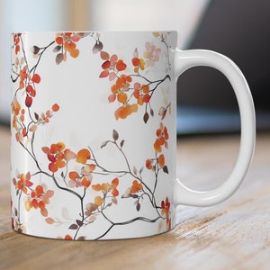 Beautiful Autumn Leaves Ceramic Mug, Fall Colors Coffee Cup, Autumn Branches Mug, Fall Decor, Colorful Fall Leaves Mug, Gift for Fall