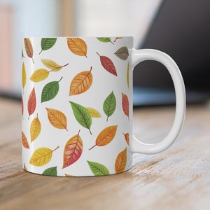 Autumn Leaves Coffee Cup, Pretty Fall Leaves Ceramic Mug, Cute Fall Decor, Fall Season Mug, Fall Lover Gift, Fall Colors, Boho Leaves Mug