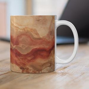 Marbled Red Ceramic Mug, Beautiful Red Marble Agate Pattern Design Coffee Cup, Beautiful Marbled Geoscape Tea Cup, Modern Red Mug