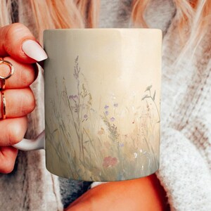 Vintage Wildflowers Ceramic Mug, Pretty Floral Design Coffee Cup, Beautiful Rustic Flowers Painting Teacup, Botanical Garden Lover Mug