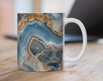 Colorful Marbled Ceramic Mug, Agate Design Coffee Cup