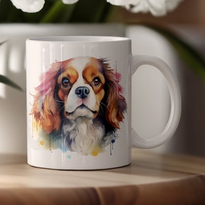 Colorful Watercolor Cavalier King Charles Spaniel Mug, King Charles Spaniel Painting Mug, Dog Lover Gift Coffee Cup, Dog Mom Tea Cup