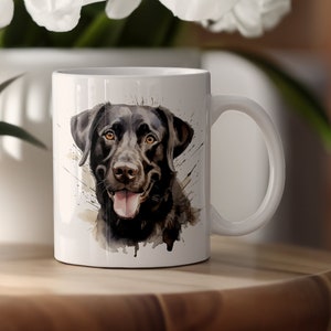 Aquarell schwarzer Labrador Keramikbecher, niedlicher schwarzer Labrador Gemälde Becher, Geschenk Kaffeetasse für Hundeliebhaber, Teetasse für Hundebesitzer