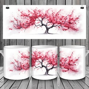 Watercolor Pink Japanese Sakura Ceramic Mug, Beautiful Sakura Coffee Mug, Pink Blossoms Mug, Cherry Tree Tea Mug, Floral Gift for Her