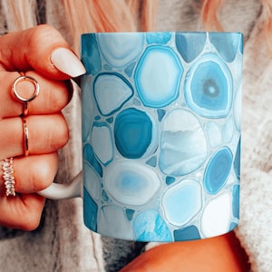 Schöne marmorierte Keramiktasse, bunte Achat-Design-Kaffeetasse, Geologie-Enthusiasten-Geschenkbecher, bunte Geode-Teetasse, Rock-Liebhaber-Tasse