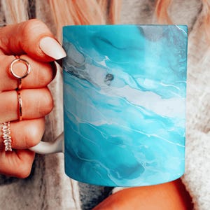 Schöne marmorierte Keramiktasse, bunte Achat-Design-Kaffeetasse, Geologie-Enthusiasten-Geschenkbecher, bunte Geode-Teetasse, Ozean-Liebhaber-Geschenkbecher