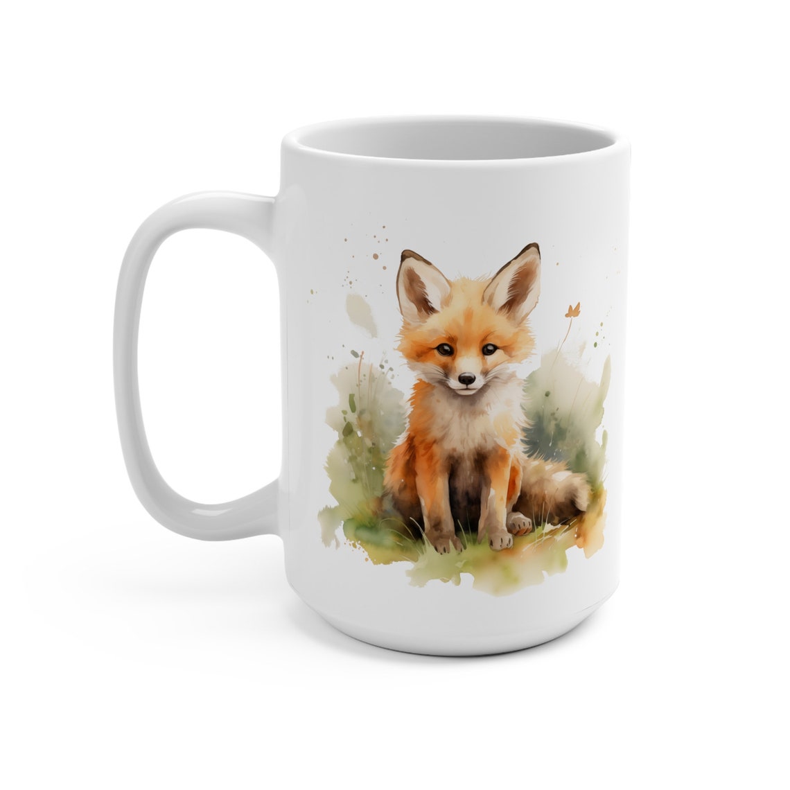 Cute Fox Cub Ceramic Mug, Watercolor Red Fox Tea Cup, Animal Lover Gift ...