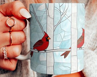 Taza de cerámica para amantes de las aves, taza para observar aves, taza de café con cardenales en ramas, taza de té con pájaros bonitos, elige tu diseño