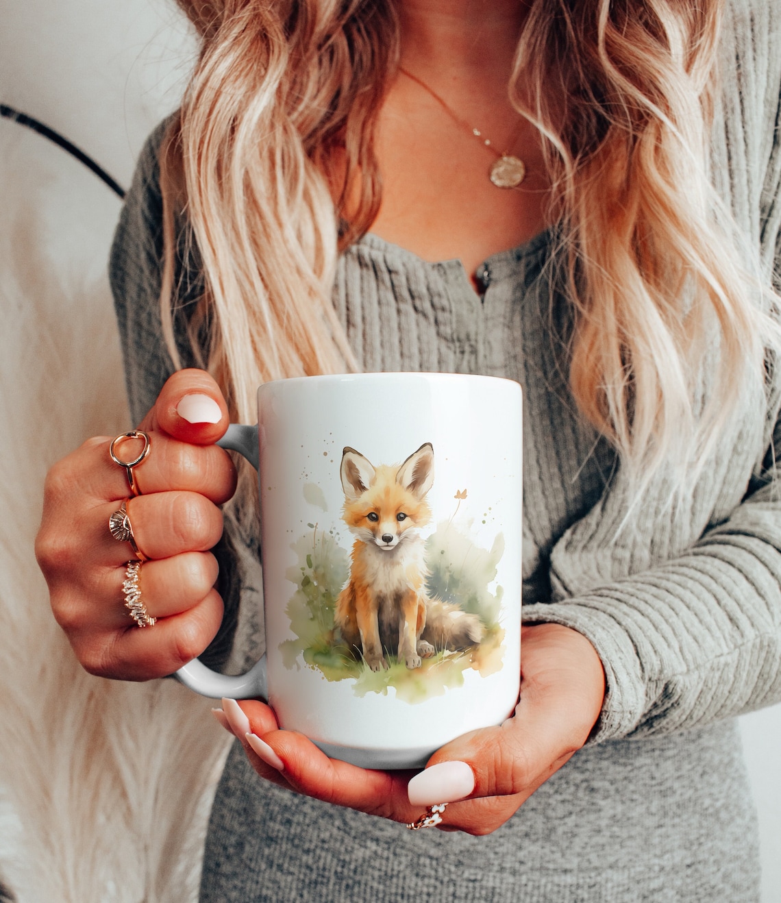 Cute Fox Cub Ceramic Mug, Watercolor Red Fox Tea Cup, Animal Lover Gift ...