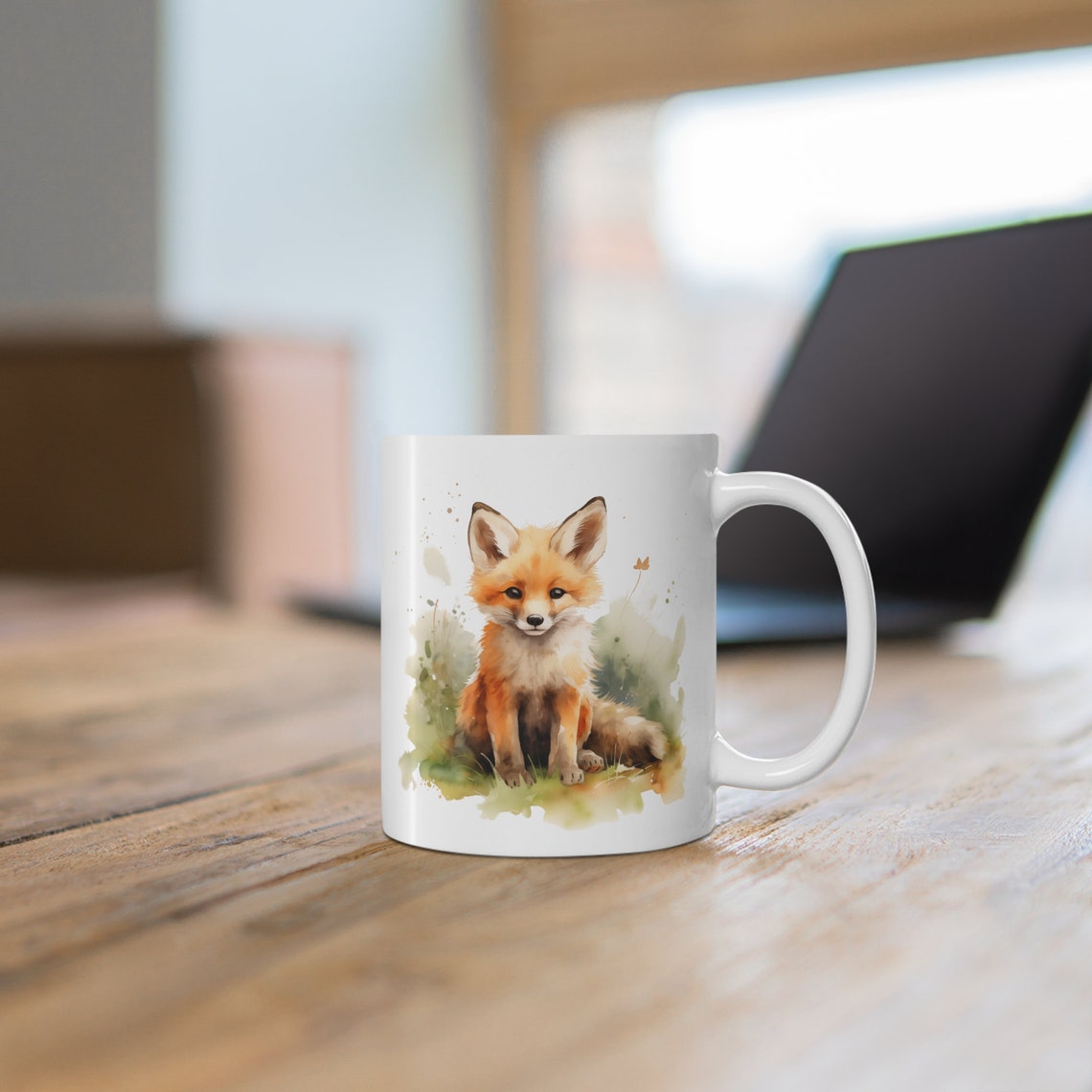 Cute Fox Cub Ceramic Mug, Watercolor Red Fox Tea Cup, Animal Lover Gift ...