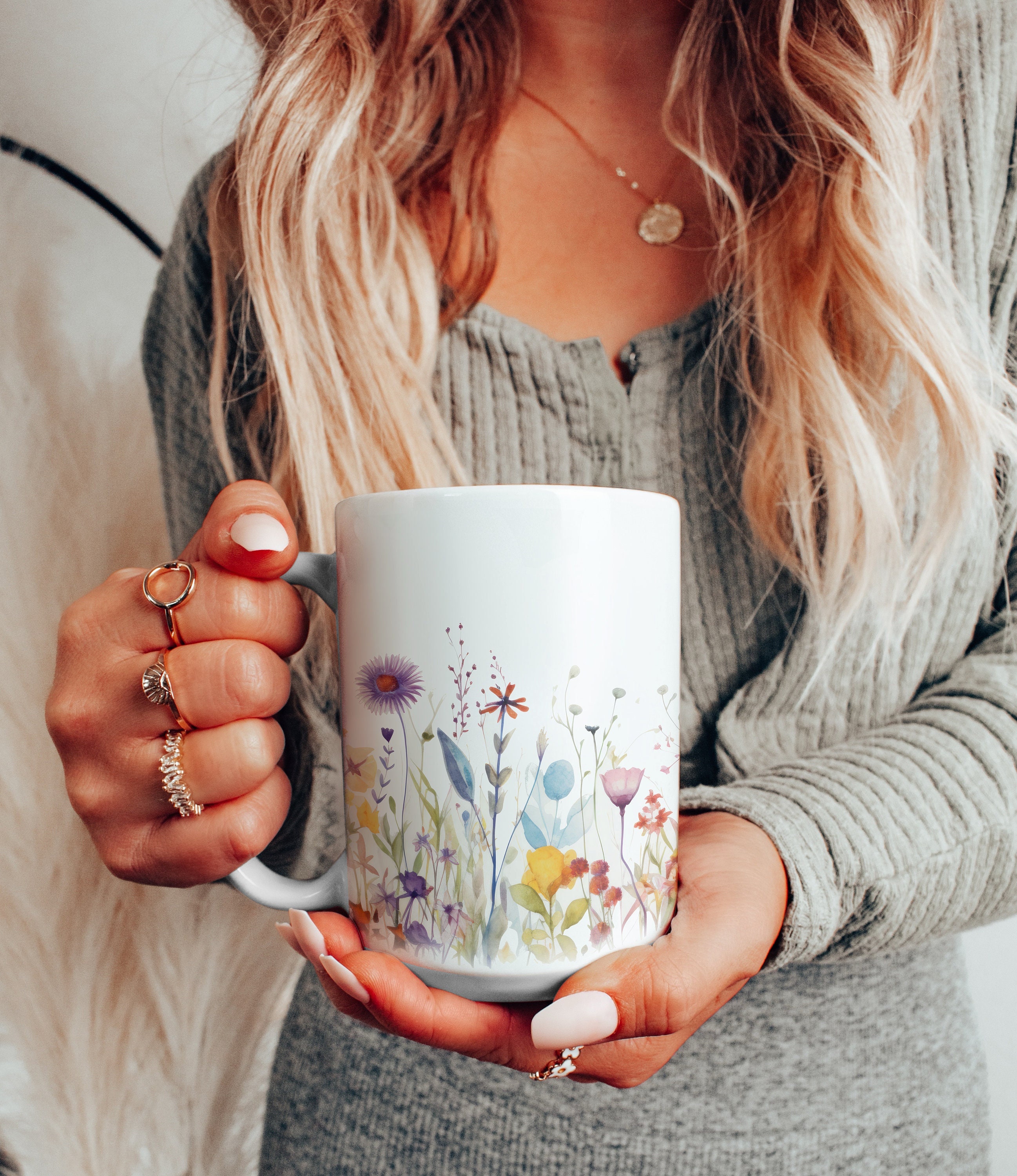 Blumen-Aquarell Tasse 325 Ml – Mit Sonnenblumen-Motiv, Mikrowellen- & Spülmaschinenfest, Perfektes Geschenk
