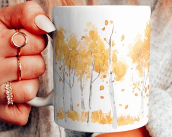 Autumn Scenery Ceramic Mug, Fall Themed Pattern Coffee Cup, Choose Your Design