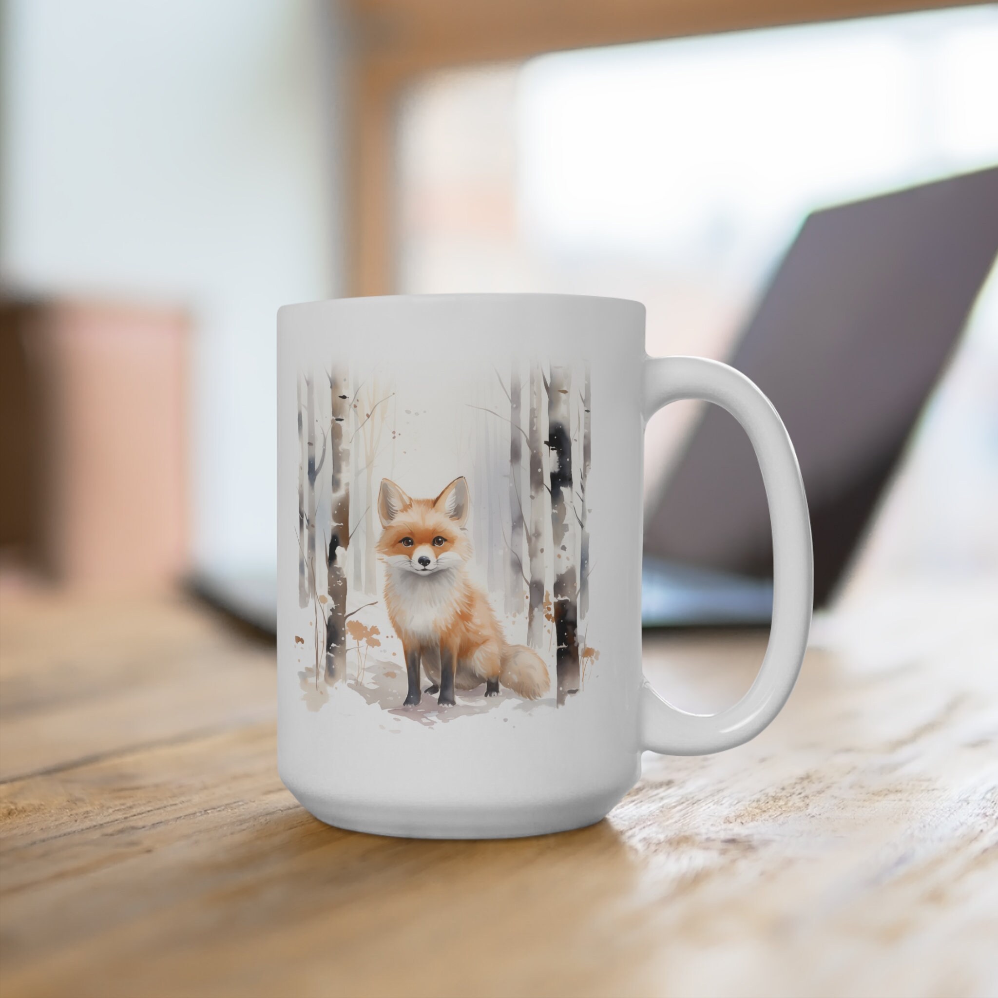 Arawat Tasse à Thé En Céramique Motif Renard 500 Ml Cadeau D'anniversaire Pour Femmes Et Hommes