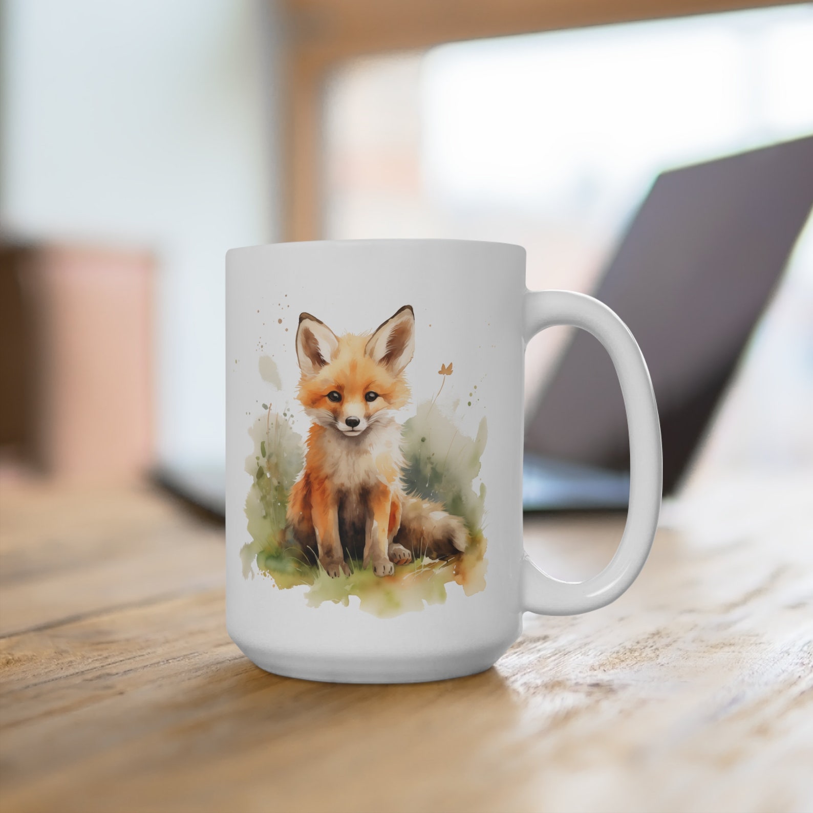 Cute Fox Cub Ceramic Mug, Watercolor Red Fox Tea Cup, Animal Lover Gift ...