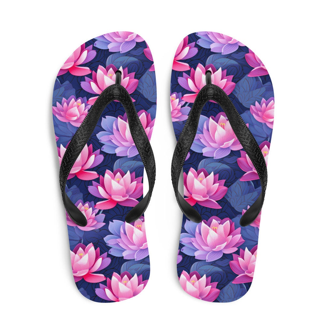 Pink & Purple Lotus Flip Flops - Etsy