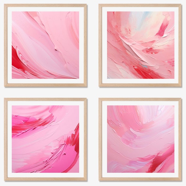 Detail der rosa Pinselstriche - Digital Art, druckbares modernes Kunstwerk, Acryl, 3d, Altrosa, Flamingo Pink, Barbie Pink Töne