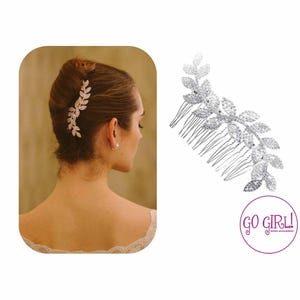 Cascading Vine Leaves Hair Comb - Vine Headpiece -Rhinestone Leaves-Ballet Hair Comb - Silver Hair Comb - Classic Vine Hair Comb - Side Comb