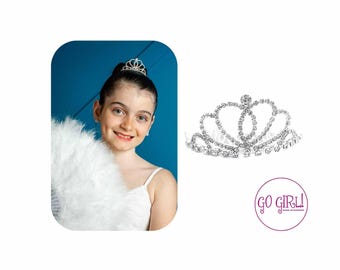 Peineta para el cabello con forma de corazón en forma de bucle, tiara para moño, tiara de ballet, tiara para niñas, joyería de princesa, recital de baile, mini peineta con diamantes de imitación