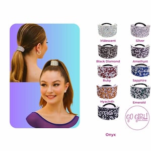 Strass besetzte silberne Metall Pferdeschwanz Manschette - Haargummi - Pferdeschwanz Inhaber - Haarmanschette - Silber Metall Haarmanschette - glitzernde schwarze Haarmanschette