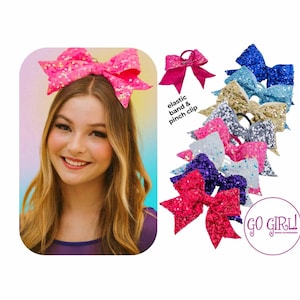 8&quot; Sparkle Sequin Hair Bows; Cheer Bows, Dance Bows, Sparkly Bows, 8&quot; Cheer Bows, Glitter Hair Bows, Hair Bow with Clip, Huge Hair Bow, Gift