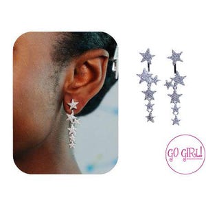 Star Dangle Conversion Earring - Star Stud Earring - Star Dangle Earring - silver star earrings dangle - rhinestone star rhinestone earrings