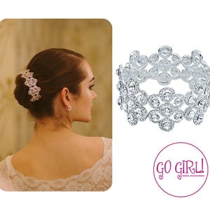 Stretch Hair Bun Bracelet &quot;Flower Bouquet&quot;, bun wrap diamanté, bun rhinestone hair piece, ballet bun wrap, hair bun clip, hair bun extender