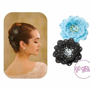 Crystal-Embellished Silk Flower Pinch Clip - Crystal Flower Barette - Flower Girl Hair Piece