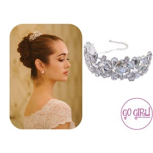 Bun Wrap Cown Grandiflora -  Hair Bun Accessories, Girls Ballet Bun Tiara, Crystal and Flower Bun Wrap,  Dance Recital Gifts for Girls