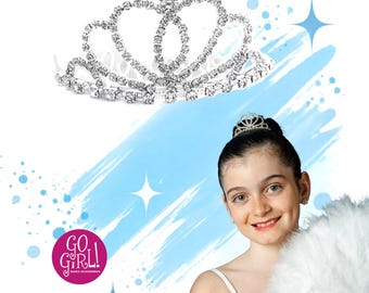 Tiara Pente de Cabelo "Coração em Laço" - Tiara de Pão - Tiara de Balé - Tiara de Meninas - Jóias de Princesa - Recital de Dança - Mini Pente de Tiara de Strass