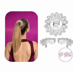 2 PC Magnetic Hair Comb - Dance Competition Ponytail - Fancy Ponytail Hairpiece - Rhinestone Ponytail Wrap - Interlocking Haircomb