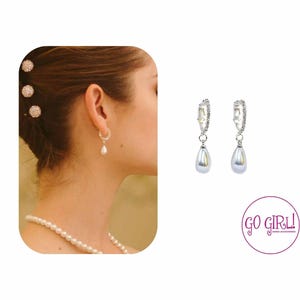 Huggie Hoop Pearl Earrings -dainty earrings -pearl earrings - pearl drop earrings - pearl earrings for girls - pearl earrings for my wedding
