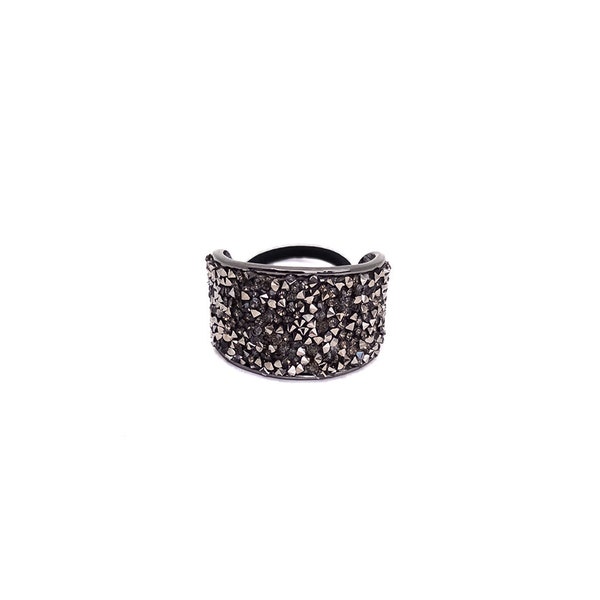 Rhinestone Encrusted Silver Metal Ponytail Cuff