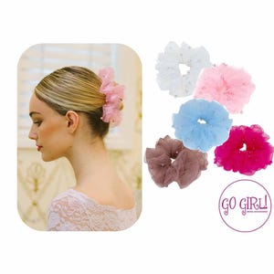 Pearl & Tulle Grande&#39; Hair Scrunchie - Tulle Hair Ties - Ballet Hair Piece - Tutu Scrunchie - Ballet Bun Scrunchie - Pink Ballet Scrunchie