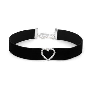 Velvet Choker Outline Heart - Velvet Choker Collar - Adjustable Choker -  Choker Fashion - Choker for Teens - Black Velvet Choker - Gift