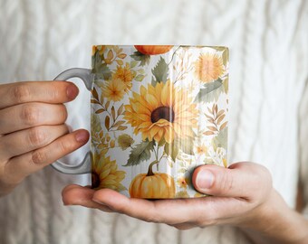 Mug gift for mom mug fall gift mug leaves boho design mug fall home decor stylish mug ceramic cute with leaves fall coffee mug cornucopia