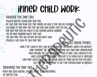 Inner Child Mental Health Handout Worksheet for Therapists and Counselors
