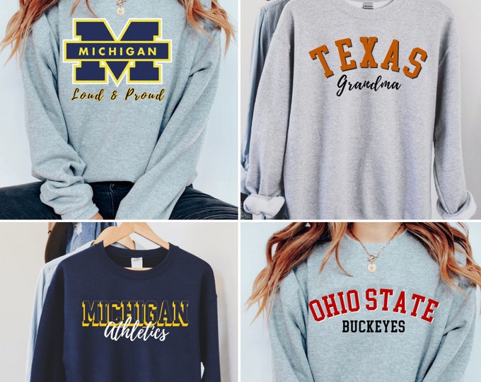 Custom College Merch, Customized College Gift School Hoodie Sweatshirt, Personalized Graduation, Monogrammed College, Custom College Apparel