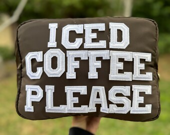 Iced Coffee Gifts Caffeinated Bag, Customized Coffee Makeup Bag, Coffee Lovers Gift, Personalized Cosmetic Bags, Brides Maid Gift