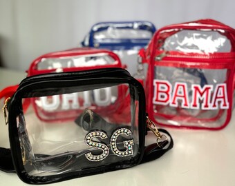 Personalized Clear Stadium Bag, Custom College Merch, Customized Game Day, College Acceptance Gift, Graduation Gift, Dorm Chenille Letters