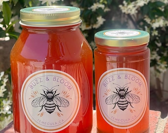 Miel cruda de flores silvestres, directamente del apicultor, de origen y producción del sur de California, sin filtrar ni pasteurizar.