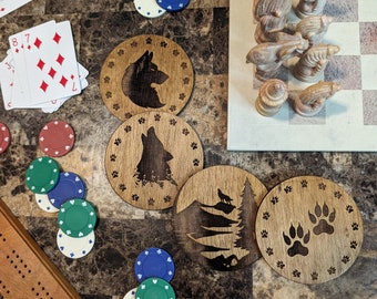 Wildlife Wood Coaster Set, Engraved Wildlife Coasters