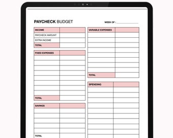 Budgeting Template Sheet | Paycheck Budget