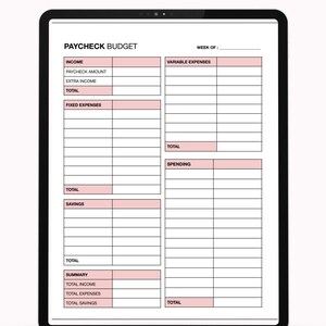 Budgeting Template Sheet | Paycheck Budget