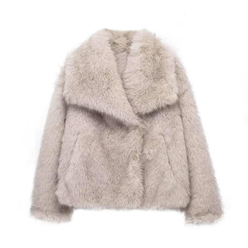 Women's Open Front Oversized Faux Fur Coat