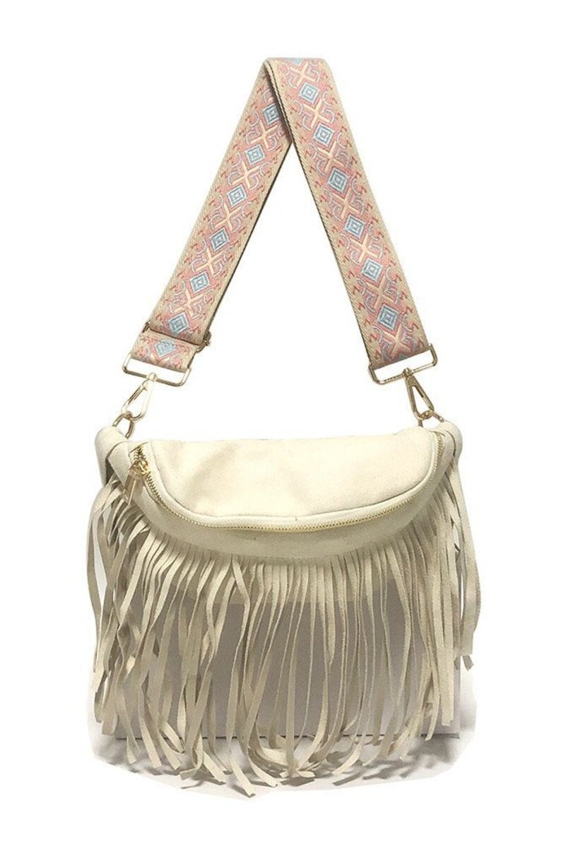 Fringe Detail Aztec Wide Guitar Strap Fanny Pack Waist Crossbody Bag Etsy