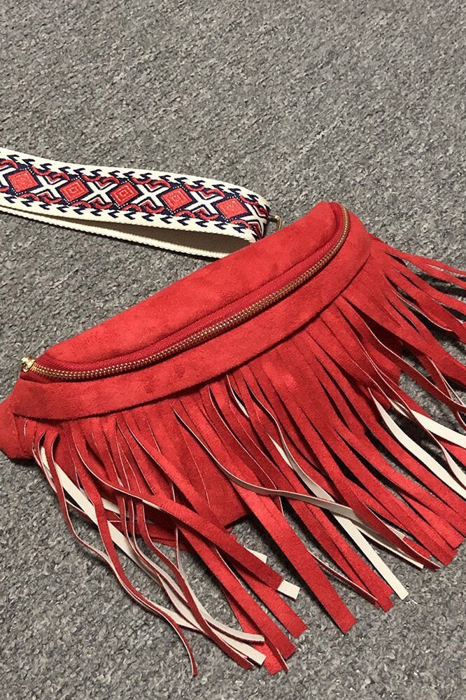 Fringe Detail Aztec Wide Guitar Strap Fanny Pack Waist Crossbody Bag Etsy