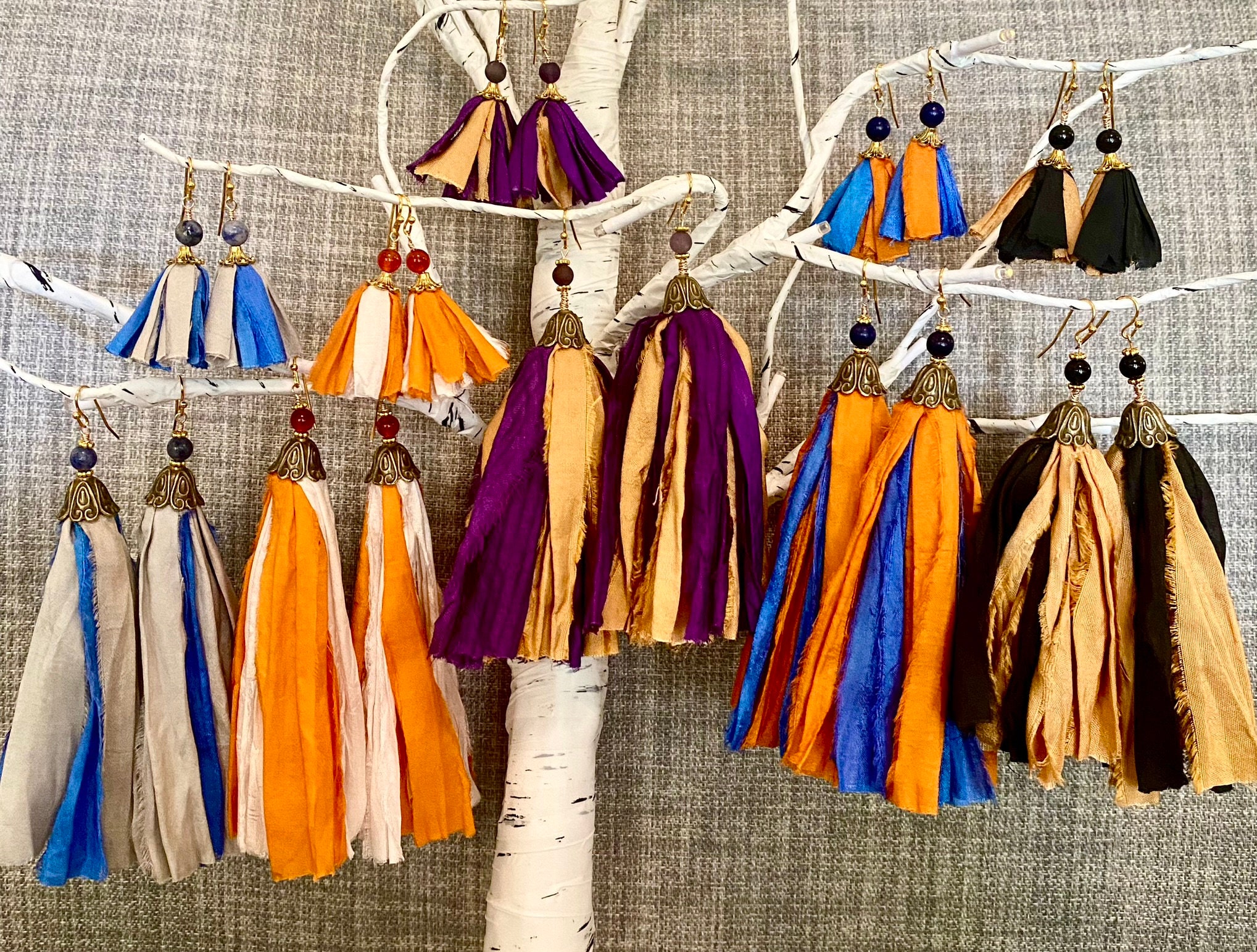 Limited Edition Sari Silk Earrings | Sports Teams | Saints | Cowboys | LSU | UT Longhorns | Astros