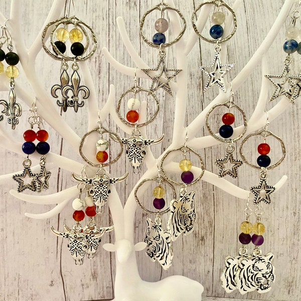 Limited Edition Crystal Gemstone Earrings | Sports Teams | Saints | Cowboys | LSU | UT Longhorns | Astros