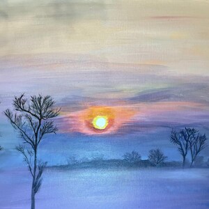 Foggy Sunrise - Original painting 16x20&quot; Acrylic on canvas board